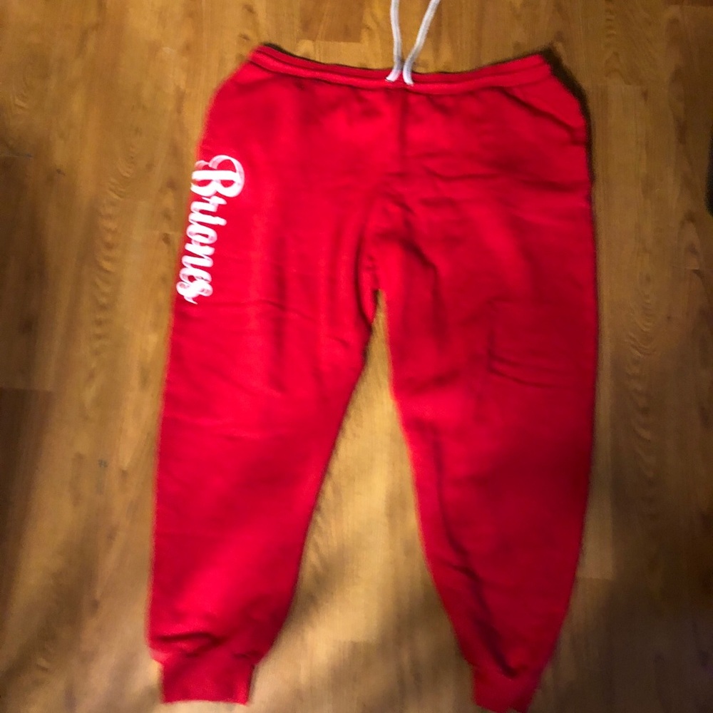 Bright Red women’s capri Sweatpants with Side Script